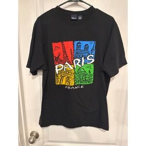 InK Collection Paris France Graphic T-Shirt Black Cotton Mens Large 20313